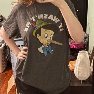 Disney Gray Short Sleeve Tee with Cartoon Graphic